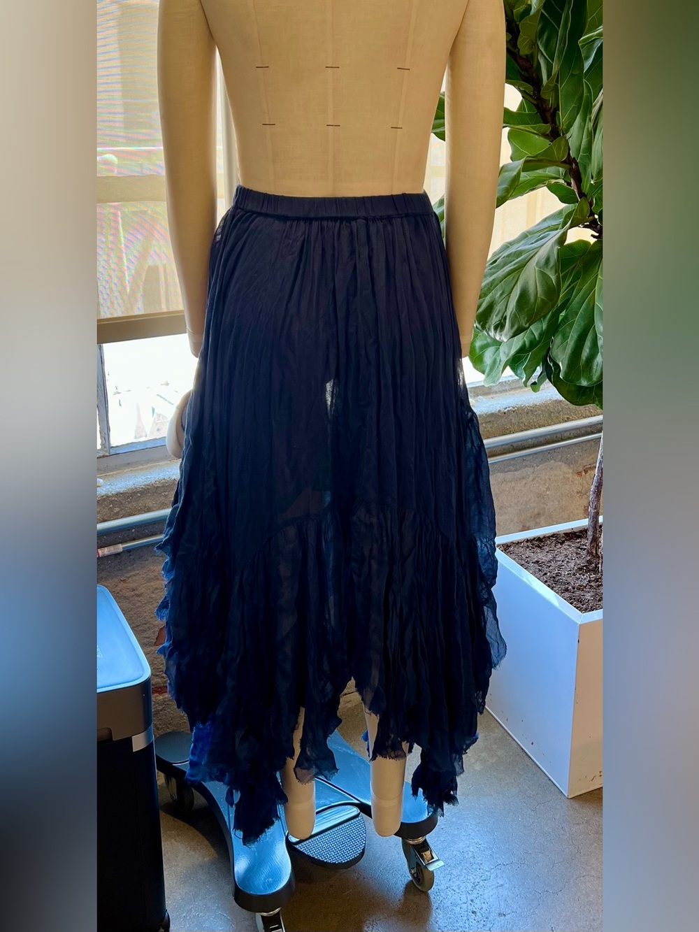 Free People Clover Handkerchief Hem Maxi Skirt in Navy - Picture 9 of 10
